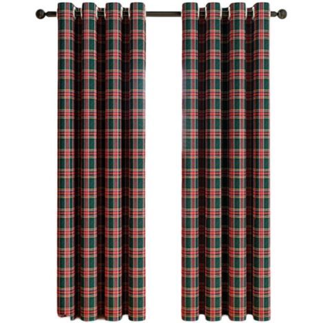 Rideaux à Motif Tartan/Toile Écossais - Filtration Lumière - Design Fermier avec Oeillets - pour Cuisine et Séjour - Décoratif