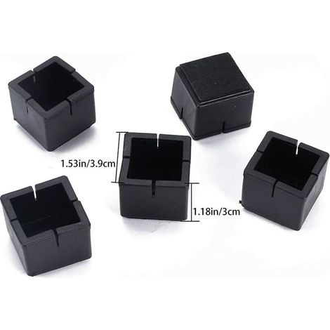 24er-Pack Silikon-Stuhlbeinkappen 30–36 mm, Möbelbeinschutz, verhindert Kratzer und Lärm, rutschfeste Polster für Möbel und Tischfüße, quadratisches Kaliber (schwarz) (1/4)