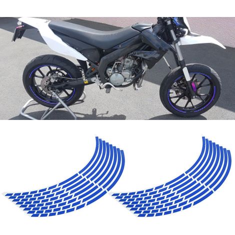 16 bandes adhésives réfléchissantes pour roues de vélo/moto 16-18 pouces (bleues) (1/5)