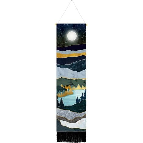 [NIEMALS VERWENDET] Set schmaler Wandteppich, langer Wandbehang, Landschaftsmalerei, Naturlandschaft, Wandteppich für Schlafzimmer, vertikaler Wandteppich