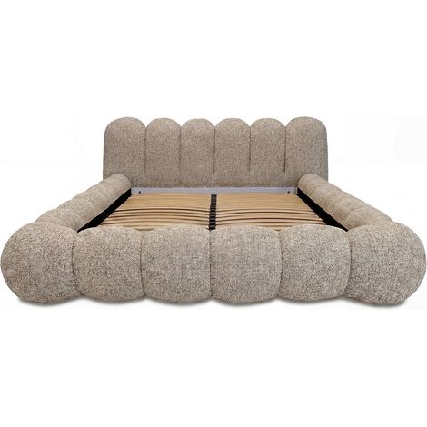 BOBOCHIC - Lit bas BOBBY tissu chiné 160x200 Taupe (1/3)