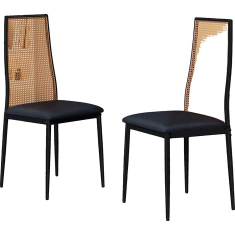 Silla de comedor, diseño moderno, asiento cómodo, A1-Negro (1/2)