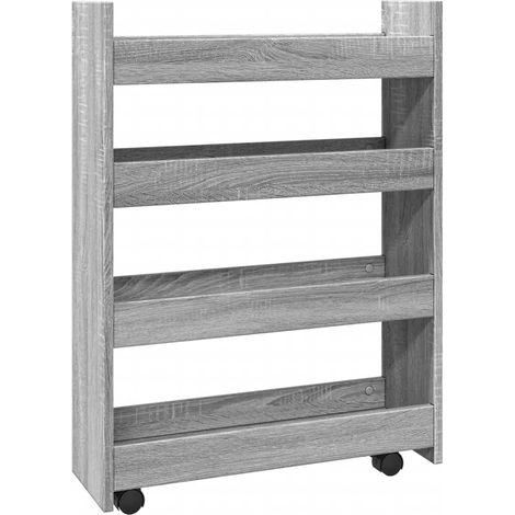 Maison Exclusive - Carrello Stretto a 4 Livelli Grigio Sonoma in Truciolato
