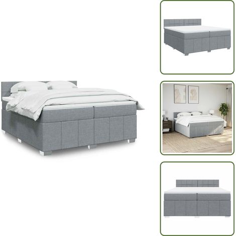 Sommier à lattes de lit avec matelas Gris clair 200x200cm Tissu - Sommier À Lattes De Lit - Sommiers À Lattes De Lit - Lit - Meuble De Chambre À Coucher (1/5)