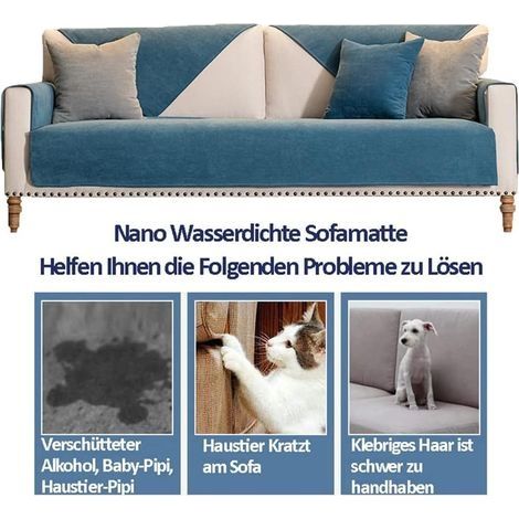 Wasserdichter, urinabweisender Sofabezug, Schutzhülle für Hunde und Katzen, für Liegesofas, Grau, 40 x 40 cm (1/4)