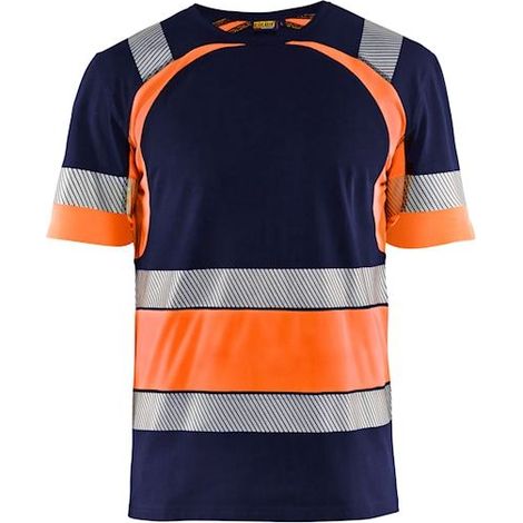 T-shirt de travail haute visibilité 3421 - Marine/Orange fluo 4XL (1/5)