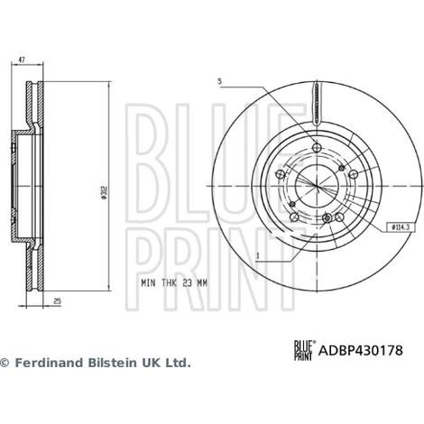 Lot de 2 Disques de frein Blue Print ADBP430178 45251-TLA-A00 45251-TNY-A00