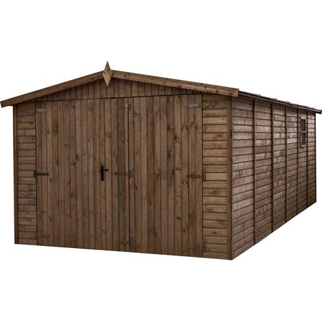 Garage en bois traité, ep 19mm, surface utile 17.02 m² INT033