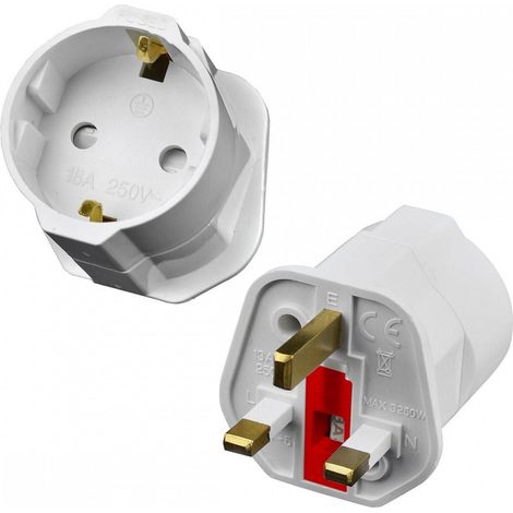 Conversor/adaptador/convertidor de enchufe de 2 pins euro a enchufe UK 3 pins con fusible incluido (1/2)