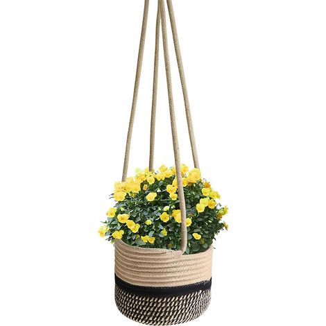 Panier de Jardinière Suspendu,Pot de Fleurs à Suspendre en Corde de Jute,Pot de Fleurs Tissé Intérieur Extérieur,pour Plantes et Pots de Fleur, Balcon (1/5)
