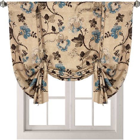 Rideau imprimé à un panneau avec attache et passe-tringle, occultant thermique, style vintage, à motif floral, pour fenêtre, cuisine ou porte-fenêtre, 107 x 160 cm (42 x 63 pouces). (1/5)