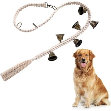 Cloche de Porte Suspendue pour Chiens,6 Sonnettes Réglables en Corde de Coton Tissée a la Main en Bronze pour Bouton de Porte,Entraînement Au Pot (1/5)