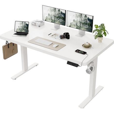 Schreibtisch höhenverstellbar 28mm 2 Motoren 3 Weiß 140 x 80 cm Pro (1/5)