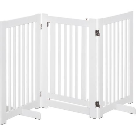 Barrière pour chien en bois, barrière de sécurité autoportante, réglable, pliable, blanche, 155 x 1,5 x 76 cm Ce produit