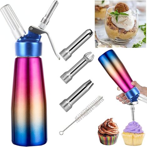500ml Sahnespender Edelstahl, Schlagsahnebereiter Whipper mit 3 Düsen für Desserts (1/5)