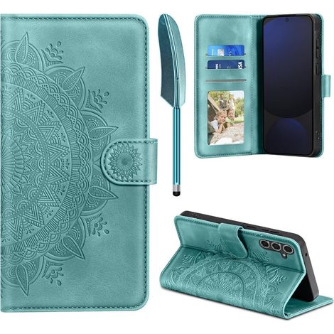 Handyhülle für Samsung Galaxy S24 FE, Wallet Flipcase mit Kartenfach, Standfunktion, Grün (1/5)
