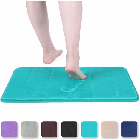 Memory Foam Bath Mat Absorbent Non-Slip Bath Mat Washable Bath Mat - 40 x 60cm, Peacock Green (1/5)