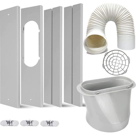 Kit portable pour grille d'aération de fenêtre CA,3 pièces avec plaque coulissante + adaptateur de fenêtre 15,9 cm + tuyau d'échappement 15 cm + 2 pièces de décapage de fenêtre (1/5)