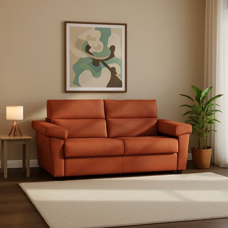 Dmora - Sofá cama 2 plazas Salorno, Sofá convertible para salón, acolchado, desenfundable, calidad 100% Made in Italy, 185x95 h100 cm, Naranja (1/5)