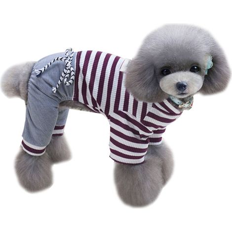 Vêtement Pour Chien - Pull Une Pièce À Rayures - Hiver Chaud Et Doux - Design Quatre Pattes - Taille Unique (1/5)