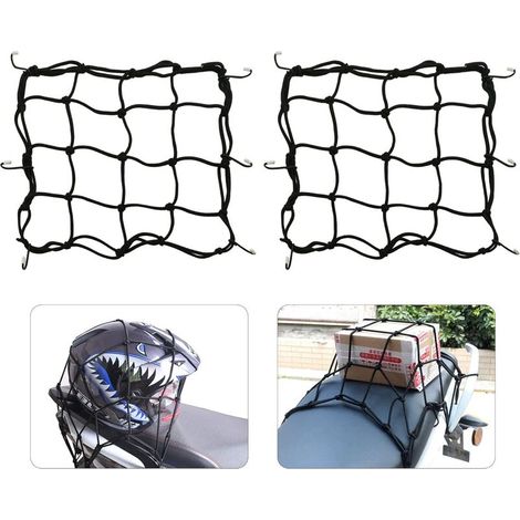 Filet à Bagages Araignée Elastique 40 X 40cm Casque de Moto à Net, pour Vélo Filet Moto Filet Bagage Filet Transport Noir 2 Pieces Lefou (1/5)