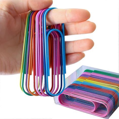 Trombones géants, 40 grands trombones de 10 cm (4 pouces) - Trombones colorés surdimensionnés recouverts de vinyle pour l'organisation des dossiers (1/5)