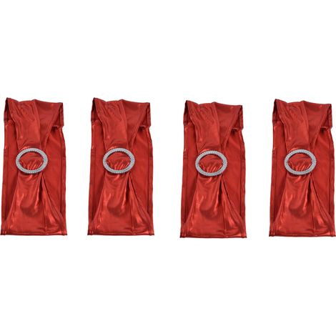Lot de 10 attaches élastiques pour chaises, avec nœuds, pour la décoration de mariages, banquets et hôtels - Rouge vif (1/5)