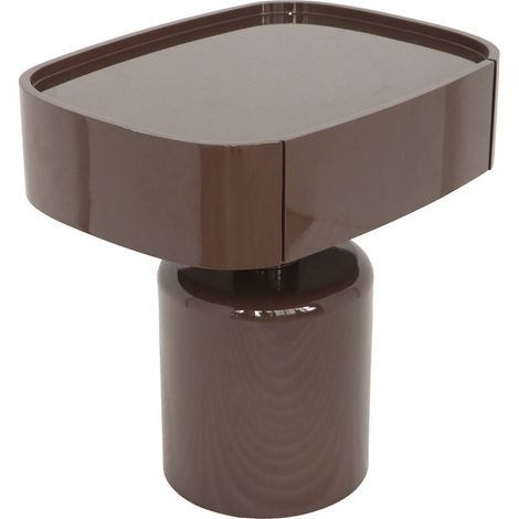 Table de chevet marron brillante à tiroir - châtaigne brillant (1/5)