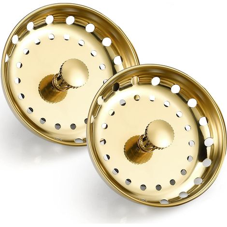 Juego de 2 coladores de desagüe de acero inoxidable para fregadero de cocina universal (dorado) 885cm (1/5)