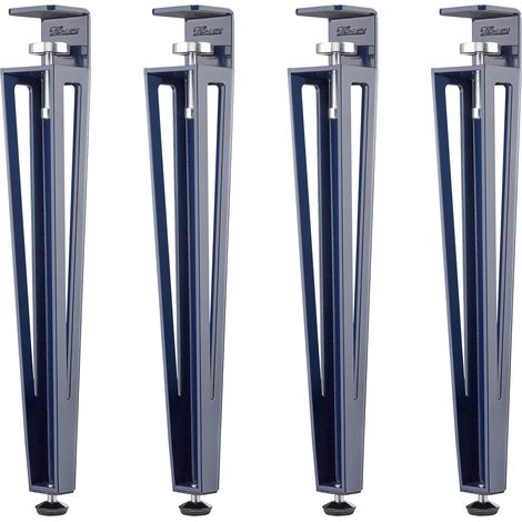 SOTECH Tischbein ColorLine in F-Form konisch zulaufend von 70 auf 40 mm mit Klemmschraube (ohne Bohren) für Beistelltisch, Couchtisch, Bank - blau - Höhe 464 mm - 4 Stück