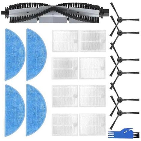 NALOOKAMIC Pièces détachées pour aspirateur robot ILIFE A30/A30 Pro : 1 brosse principale, 6 brosses latérales, 8 filtres HEPA, 4 lingettes de nettoyage, 1 brosse de nettoyage. (1/4)