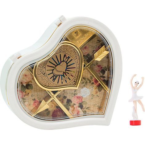 Coffret à bijoux musical ballerine en forme de cœur, carrousel rotatif à remontoir, boîte à musique pour cadeau élégant (1/5)