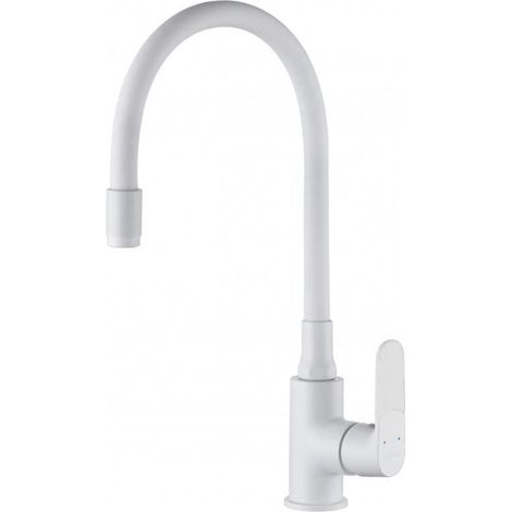 Grifo para fregadero de cocina Joga Plus con caño flexible, blanco