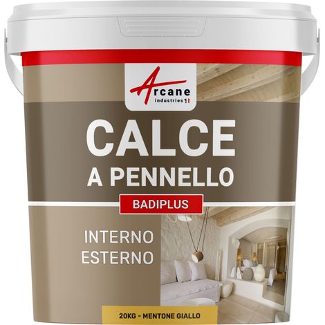 Calce a pennello per muri esterni e interni - BADIPLUS - 20 kg (fino a 100 m²) Mentone Giallo - ARCANE INDUSTRIES