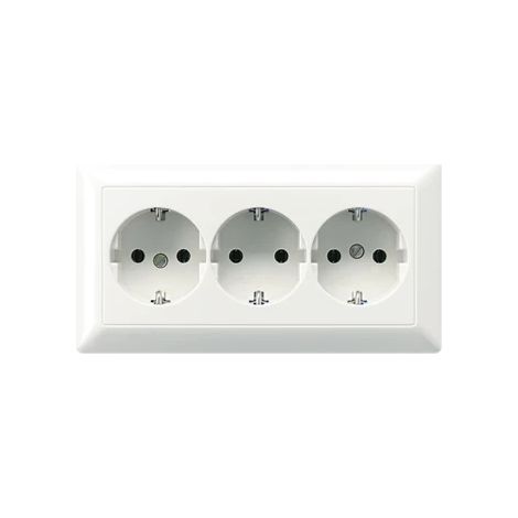Jung Enchufe SCHUKO® para canal de cables, 3 tomas, 16 A 250 V , duroplástico, Serie AS, blanco alpino AS 523 WW