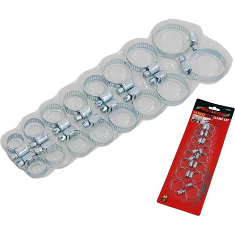 Neilsen 16pc Jubilee Stainless Steel Hose Clamp Fuel Pipe Clips Set 13mm - 32mm (1/2)