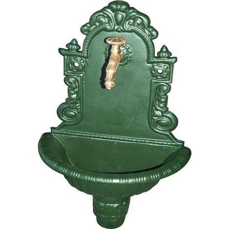 Schlösser Armaturen WANDBRUNNEN, MIT MS-NOSTALGIE- AUSLAUFVENTIL, 1/2", GRAUGUSS GRUEN
