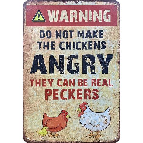 Plaque en métal vintage « Dont Make Chick Angry » - Décoration murale en fer pour maison, cour, ferme, jardin - 30 x 40 cm (1/5)