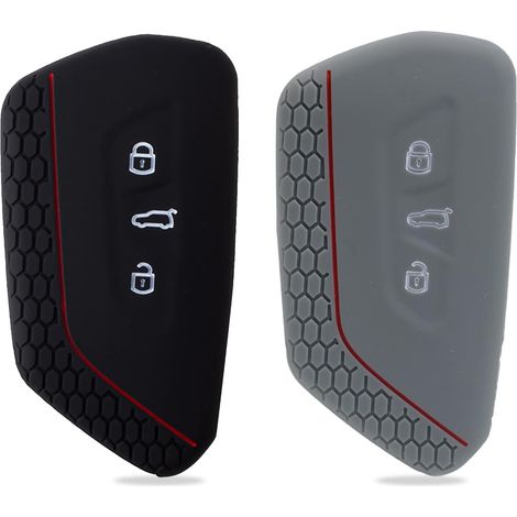 2 pcs Coque clé de Voiture Compatible avec VW Golf 8 Skoda Seat Leon MK 4 Cupra,3-Bouton Accessoire clé Voiture - Protection étui Souple en Silicone