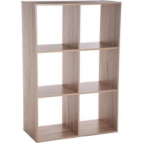Pegane – Étagère 6 cases panneaux de particules naturel – Dimensions L.67.6 x P.32 x H.100.5 cm – Montage facile – Poids 15.5 kg (1/2)