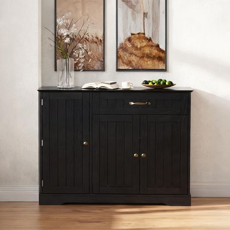 Buffet coloris noir en MDF 107 x 40 x 83,4 cm (1/5)