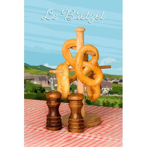 Tableau sur toile illustration bretzel 30x45 cm - Impression sur Toile Murale Décorative - Image imprimée en HD sur Toile - Toile sur Châssis en Bois FSC - Fabriqué en France (1/5)