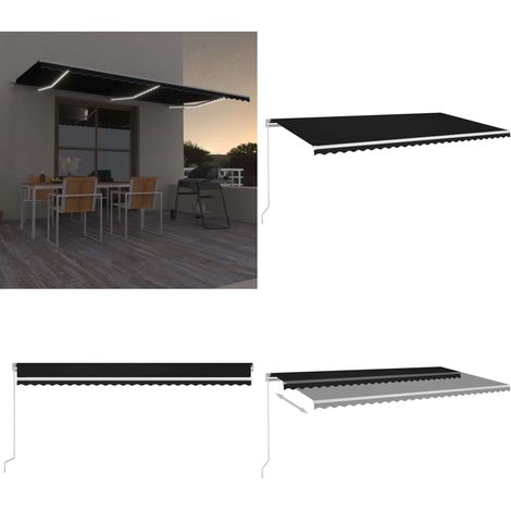 Auvent manuel rétractable avec LED 600x300 cm Anthracite - Store Exterieur - Auvent Retractable - Abri Soleil - Pergola Pliable - Terrasse Couverte - Home & Living (1/5)