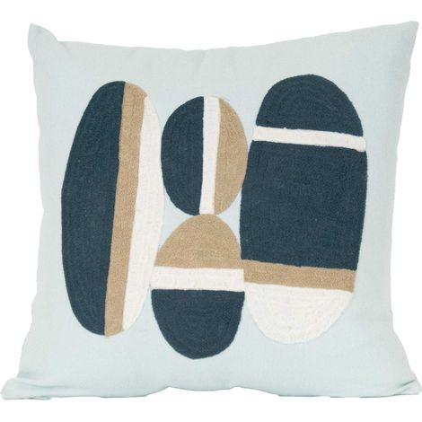 Coussin brodé motif galets de plage Bleu 45x45 cm (1/2)