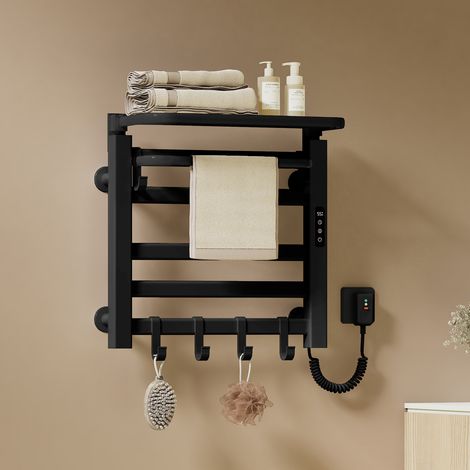 EMKE Elektrischer Handtuchheizkörper 50x50cm 140W Badheizkörper Handtuchtrockner mit Intelligentes Thermostat WiFi und APP-Steuerung Timer-Funktion Mattschwarz