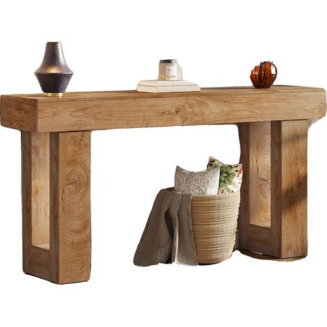 Table Console, Design de Ferme Rustique, Surface Spacieuse, Naturel (1/2)