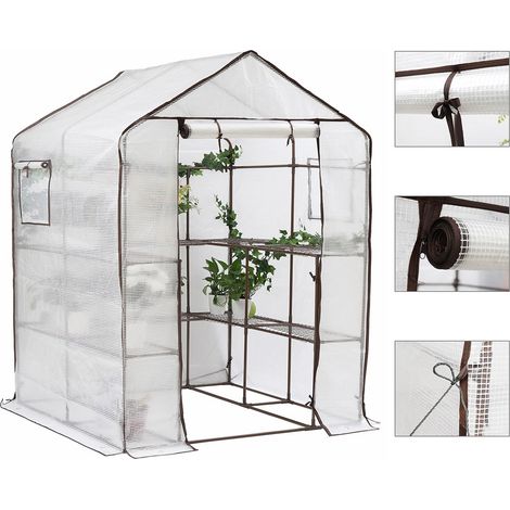 Serre de Jardin avec Porte Tunnel Chauffage Balcon Adossée Blanc (1/5)
