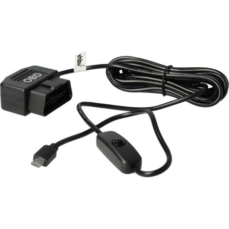 vhbw OBD2 Micro-USB Kabel Ladekabel kompatibel mit Dashcam GPS Navi Smartphone 3,5m