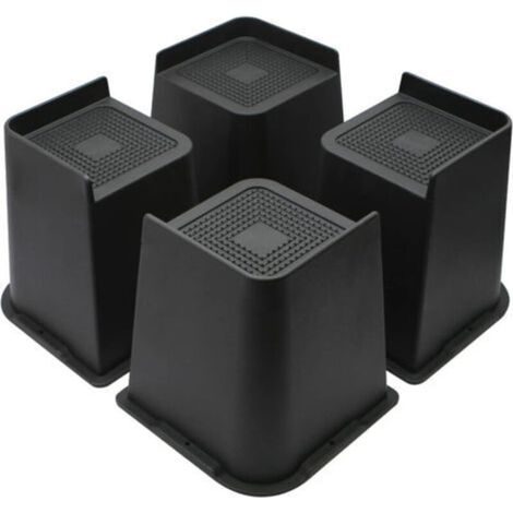 Rehausseurs de pieds de meubles 4 pouces, 6 pouces et 8 pouces, rehausseurs surdimensionnés, supportent jusqu'à 6000 lb, surélèvent de 4 pouces pour canapé, table, chaise (paquet de 4, noir, 6 pouces) (1/5)