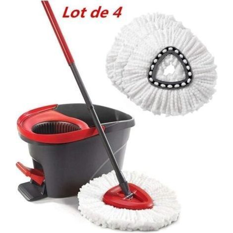 (Blanc)Lot de 4 têtes de serpillère en microfibre de rechange pour balai à franges Vileda/O-cedar Easywring - Blanc (1/5)